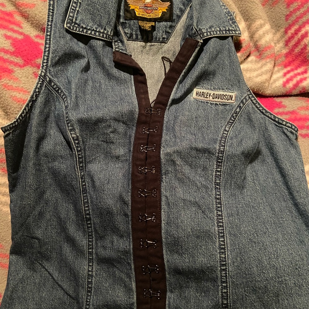 Harley Davidson Denim Vest med - Picture 2 of 7
